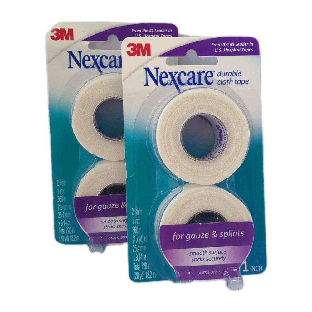 (2 Packs) Nexcare Durable Cloth Tape, 1 in x 10 yd, 2 Count NEW